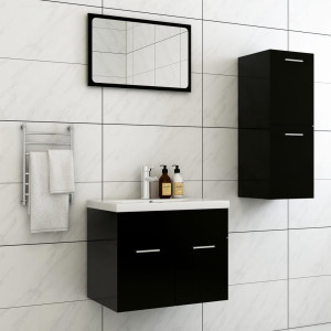 Conjunto de muebles de baño madera de ingeniería negro D