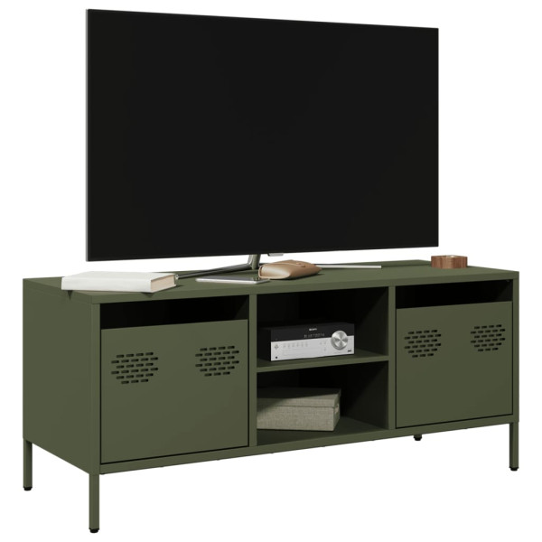 Móvel TV em aço laminado a frio verde azeitona 101,5x39x43,5 cm D