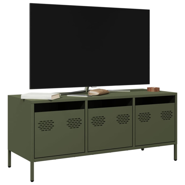 Móvel TV em aço laminado a frio verde azeitona 101,5x39x43,5 cm D