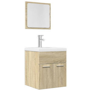 Set de muebles de baño 2 pzas madera contrachapada roble Sonoma D