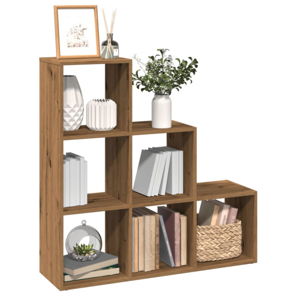 Librería divisor 3 niveles madera roble artisan 99x29x99 cm D