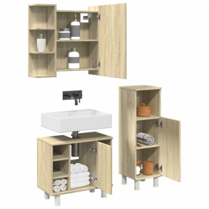 Set de muebles de baño 3 pzas madera contrachapada roble Sonoma D