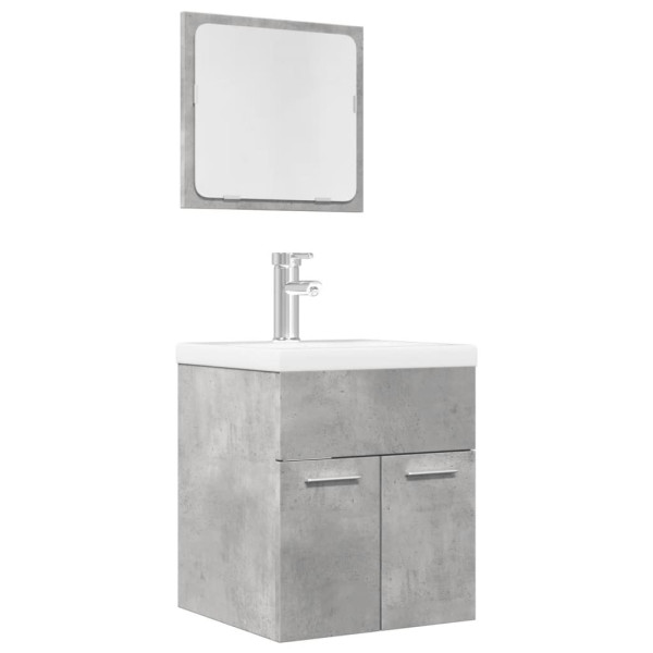 Set muebles de baño 2 piezas madera contrachapada gris hormigón D