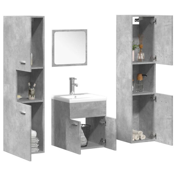 Set muebles de baño 5 piezas madera ingeniería gris hormigón D