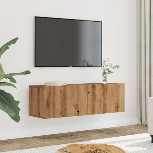 Muebles para TV de pared 2 uds roble artesanal 100x30x30 cm D