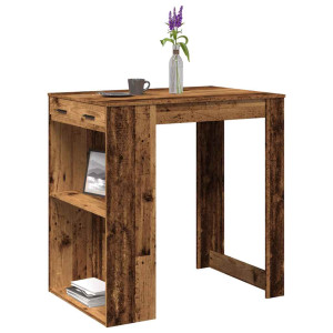 Mesa alta de bar madera ingeniería envejecida 102x70x103.5 cm D