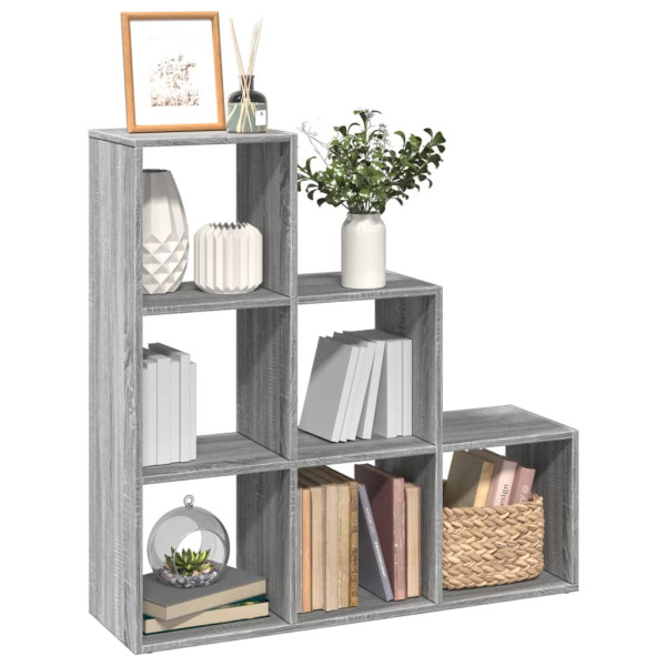 Librería divisor 3 niveles madera gris Sonoma 99x29x99 cm D