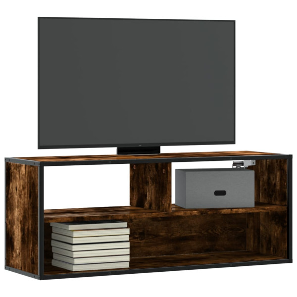 Mueble TV metal y madera contrachapada roble humo 100x31x39.5cm D