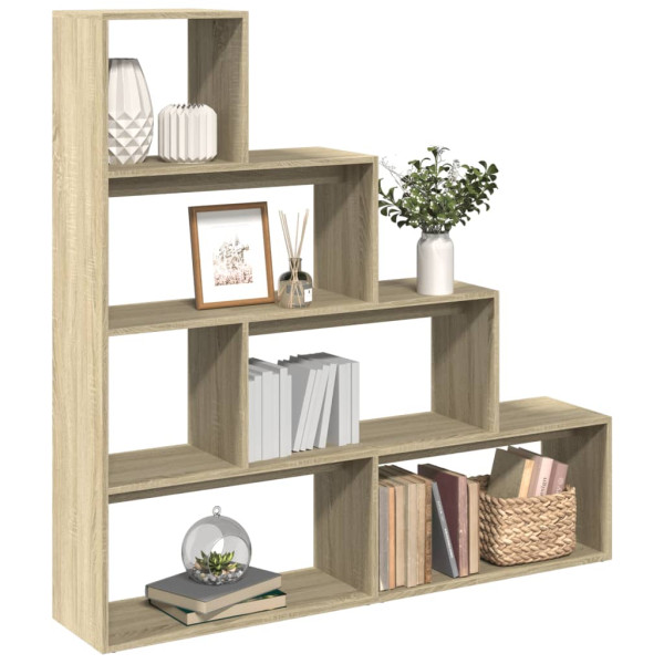 Librería divisora 4 niveles madera Sonoma 143.5x29x143.5 cm D