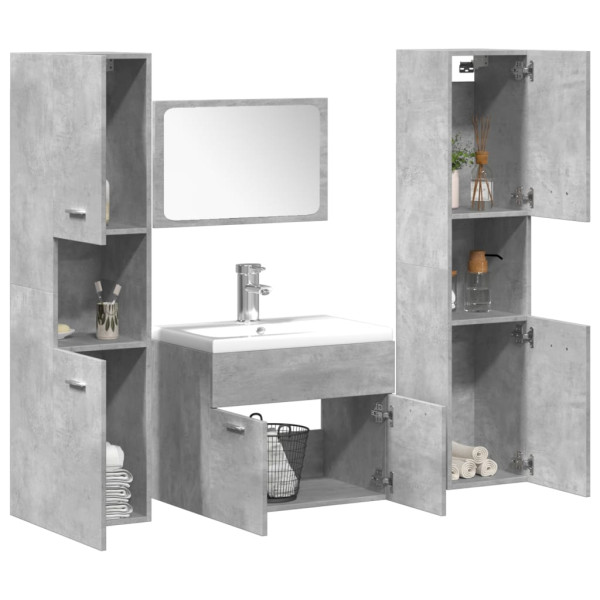 Juego muebles de baño 4 pzas madera contrachapada gris hormigón D