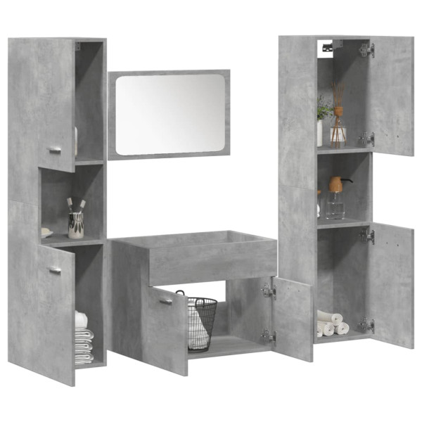 Juego muebles de baño 4 pzas madera contrachapada gris hormigón D