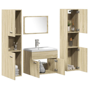 Juego de muebles de baño 5 pzas madera ingeniería roble Sonoma D