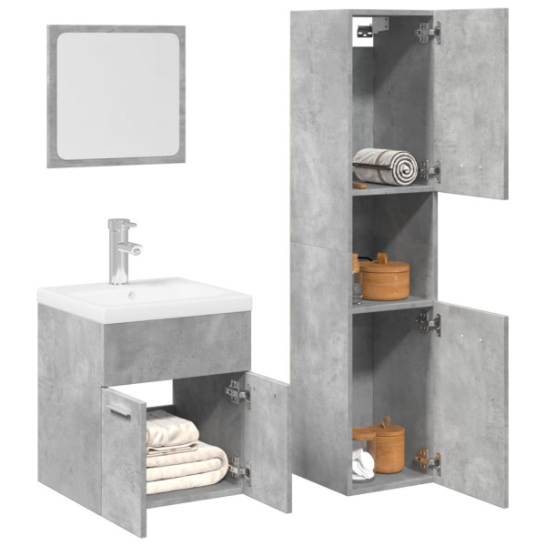 Juego muebles de baño 4 pzas madera contrachapada gris hormigón D