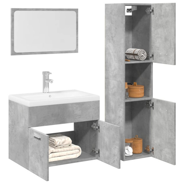 Set muebles de baño 2 piezas madera contrachapada gris hormigón D