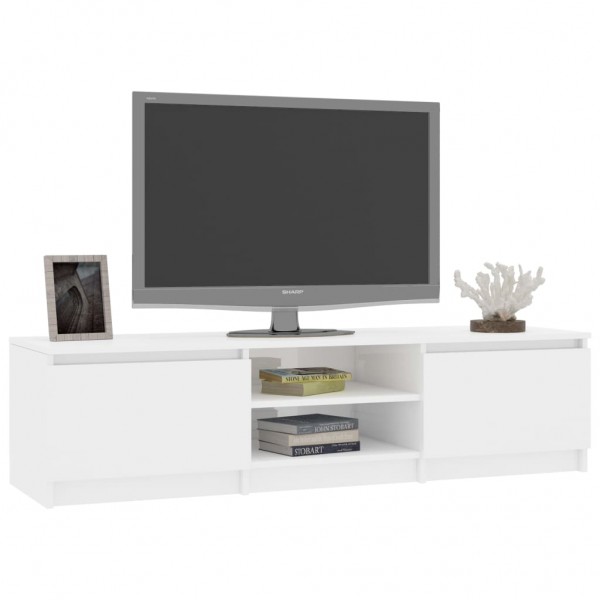 Mueble TV madera contrachapada blanco brillante 140x40x35.5cm D