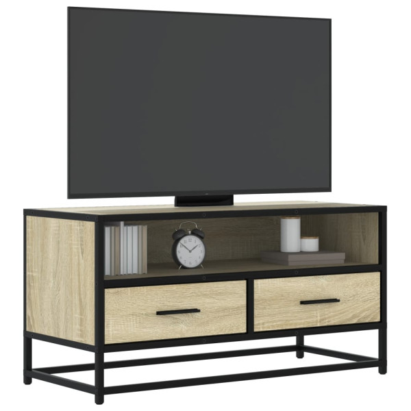 Mueble TV metal y madera ingeniería roble Sonoma 80x34.5x40 cm D