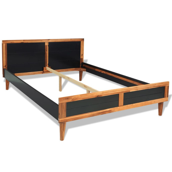 Estructura de cama madera acacia maciza negra 180x200 cm D