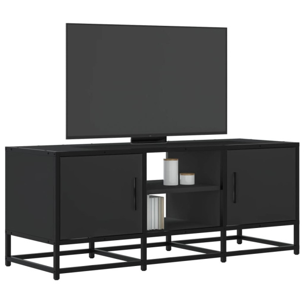 Mueble de TV madera de ingeniería y metal negro 100x35x41 cm D