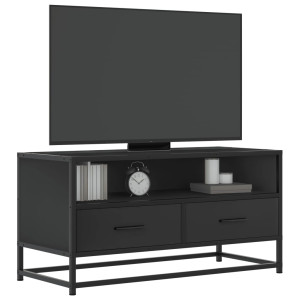 Mueble de TV madera de ingeniería y metal negro 80x34.5x40 cm D