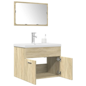 Set de muebles de baño 3 pzas madera contrachapada roble Sonoma D