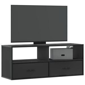 Mueble de TV madera de ingeniería y metal negro 100x31x39.5 cm D