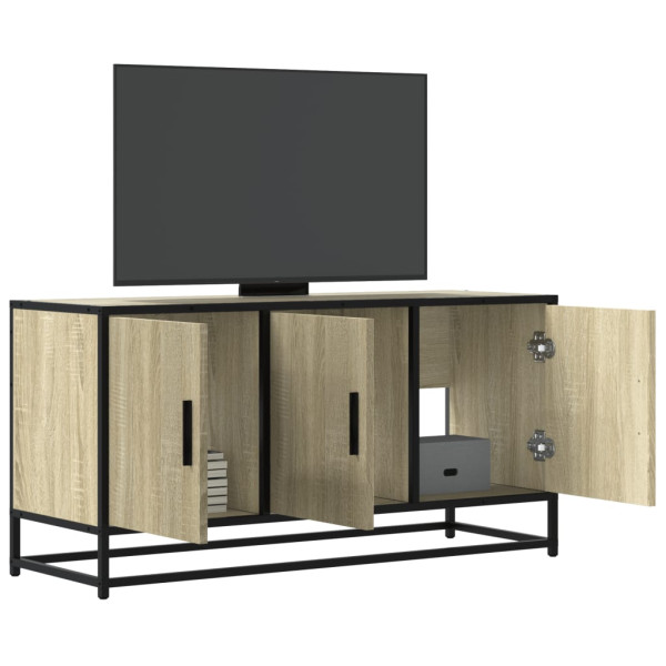 Mueble TV madera ingeniería y metal roble Sonoma 100x35x50 cm D