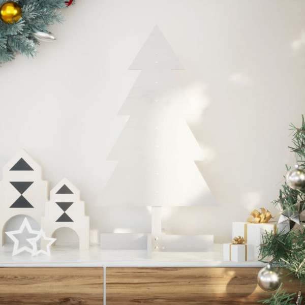 Árbol Navidad de adorno madera maciza pino blanco 80 cm D