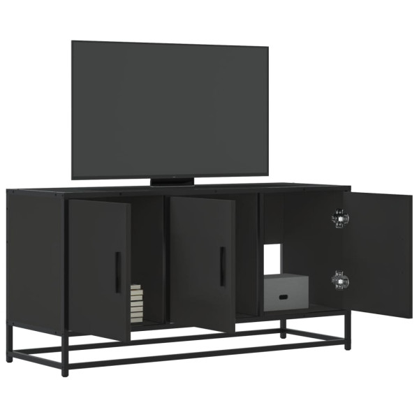 Mueble de TV madera de ingeniería y metal negro 100x35x50 cm D