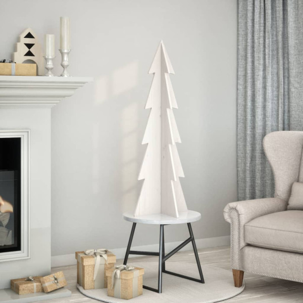 Árbol de Navidad de adorno madera maciza pino blanco 112 cm D