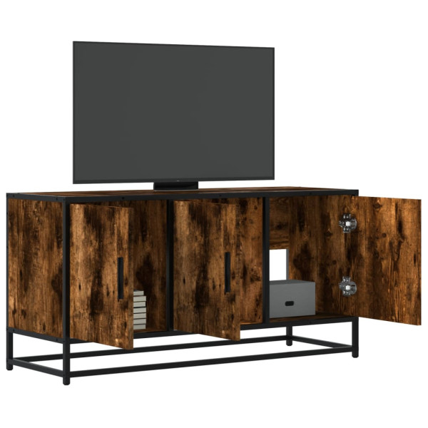 Mueble TV metal y madera ingeniería roble humo 100x35x50 cm D