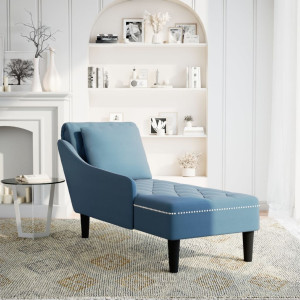 Chaise lounge c/ almofada/apoio de braços direito veludo azul H