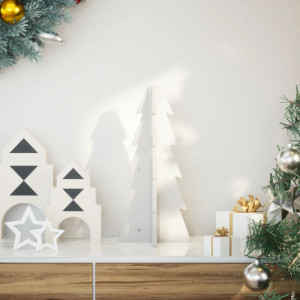 Árvore de Natal ornamentado madeira sólida pinheiro branco 49 cm D