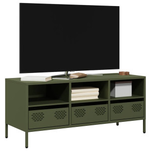 Móvel TV em aço laminado a frio verde azeitona 101,5x39x43,5 cm D