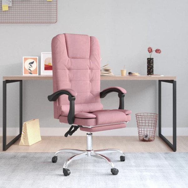 Silla de oficina reclinable con masaje terciopelo rosa D