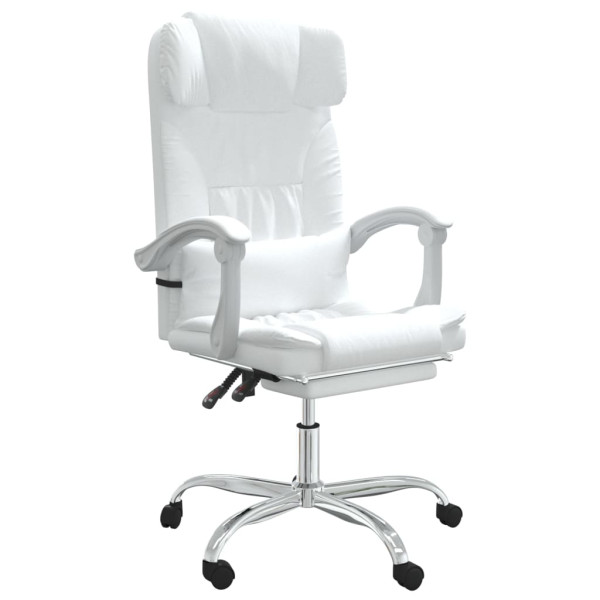 Silla de oficina reclinable masaje cuero sintético blanco D