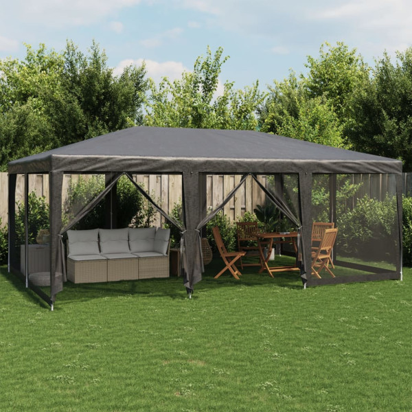 Carpa para fiestas 10 paredes de malla HDPE gris antracita 6x4m D