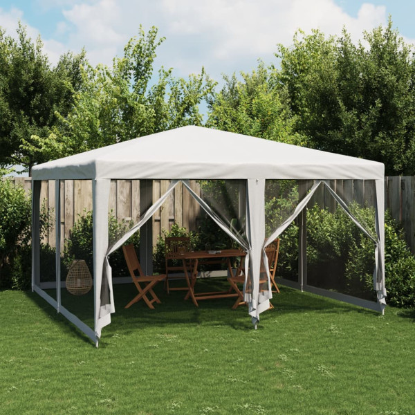 Carpa para fiestas con 8 paredes de malla HDPE blanco 4x4 m D