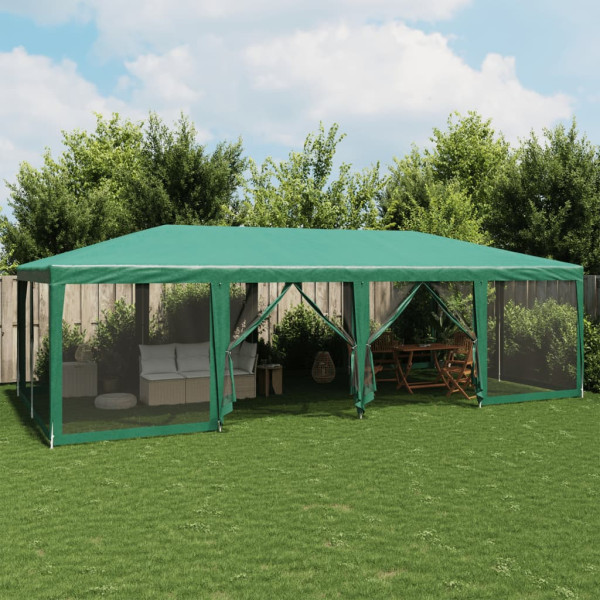 Tenda de festa com 12 paredes de malha HDPE verde 8x4 m D