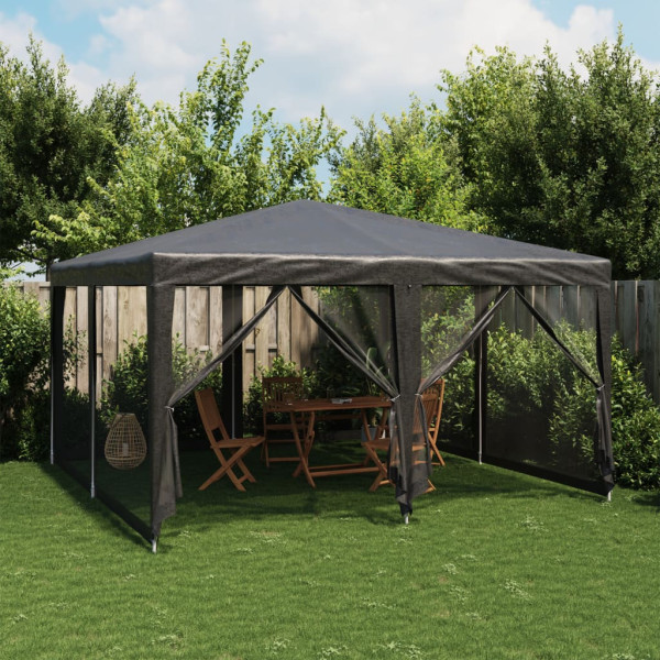 Carpa para fiestas 8 paredes de malla HDPE gris antracita 4x4 m D