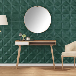 Paneles de pared 48 uds XPS origami verde 50x50 cm 12 m² D