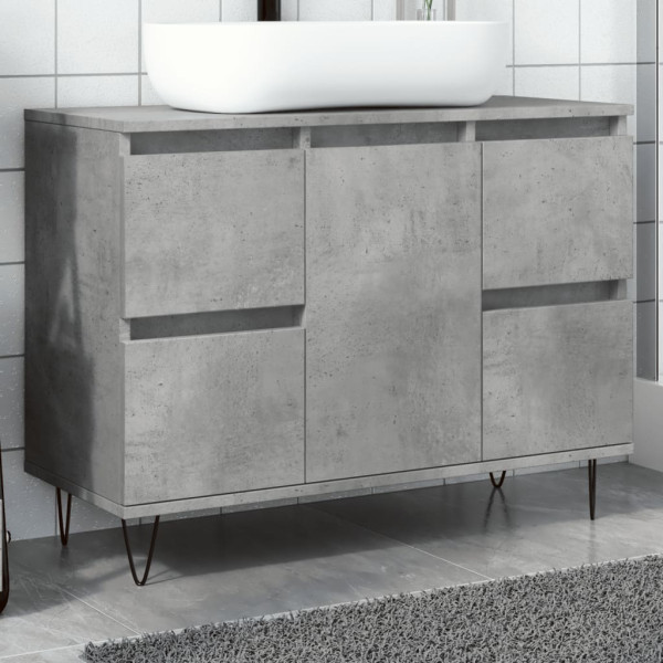 Mueble de baño madera de ingeniería gris hormigón 80x33x60 cm D