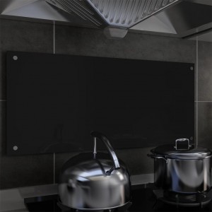 Protector salpicaduras cocina vidrio templado negro 90x40 cm
