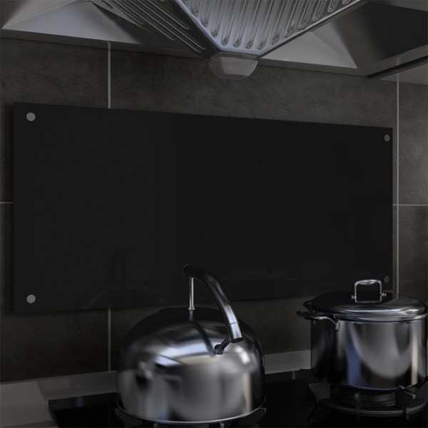 Protección salpicaduras cocina vidrio templado negro 90x40 cm D