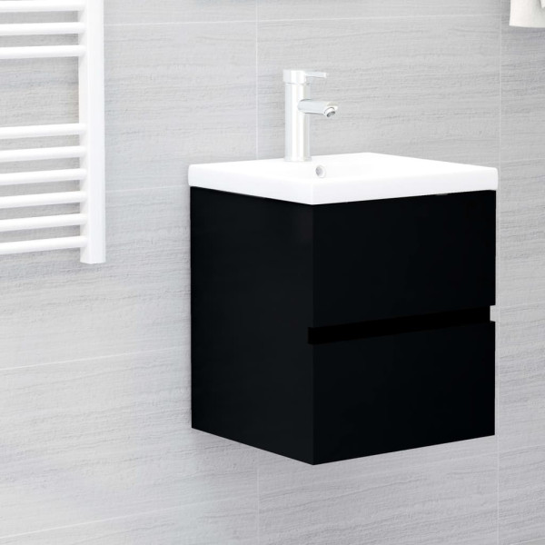 Armario para lavabo madera de ingeniería negro 41x38.5x45 cm D