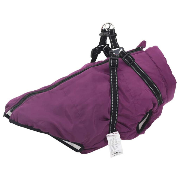 Abrigo para perro con arnés impermeable reflectante 3XL morado D