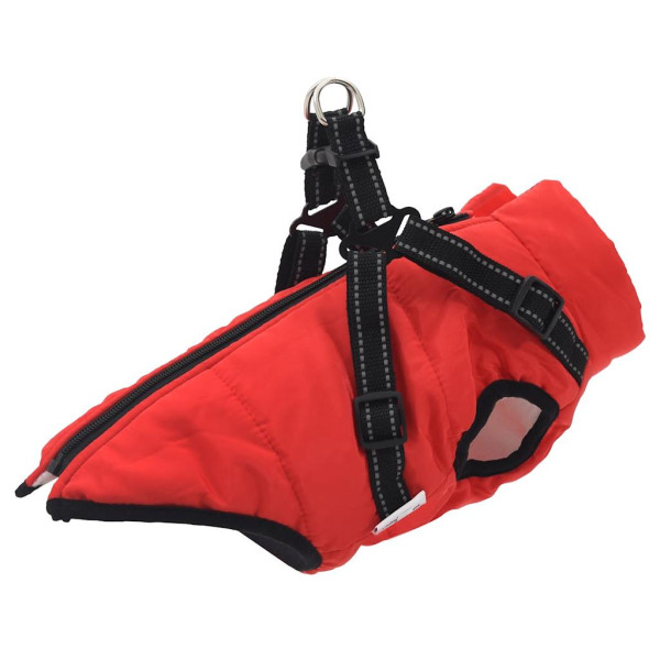 Abrigo para perro con arnés impermeable reflectante XL rojo D