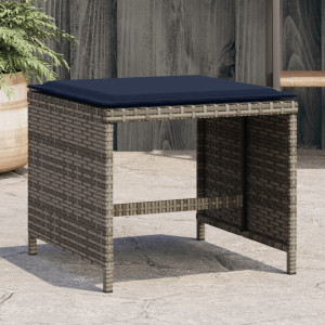 Bancos de jardim com almofadas 4 peças PE rattan cinza 40x40x35 cm D