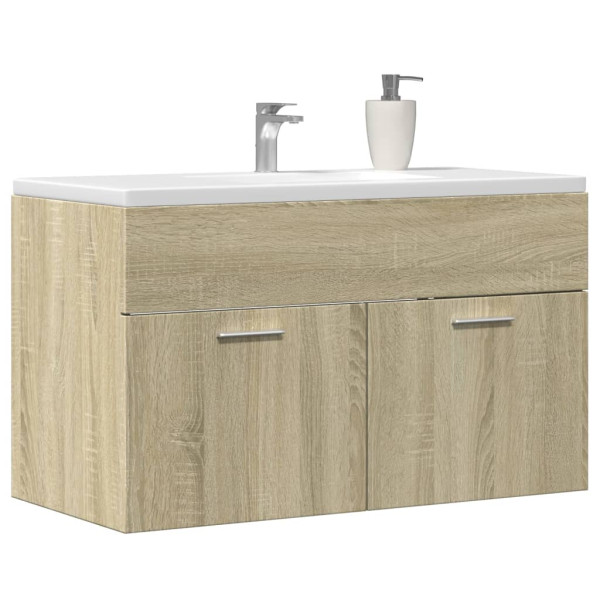 Mueble de lavabo de baño madera roble Sonoma 90x38.5x46 cm D