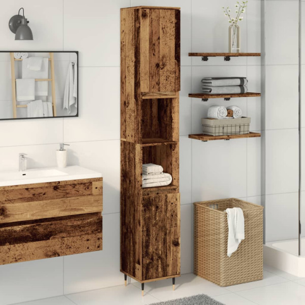 Armario de baño madera de ingeniería envejecida 30x30x190 cm D