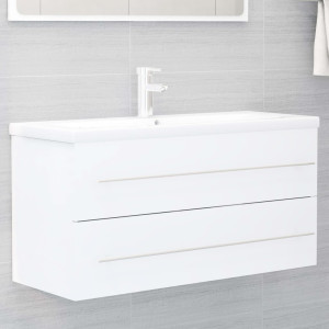 Armario para lavabo madera contrachapada blanco 100x38.5x48 cm D